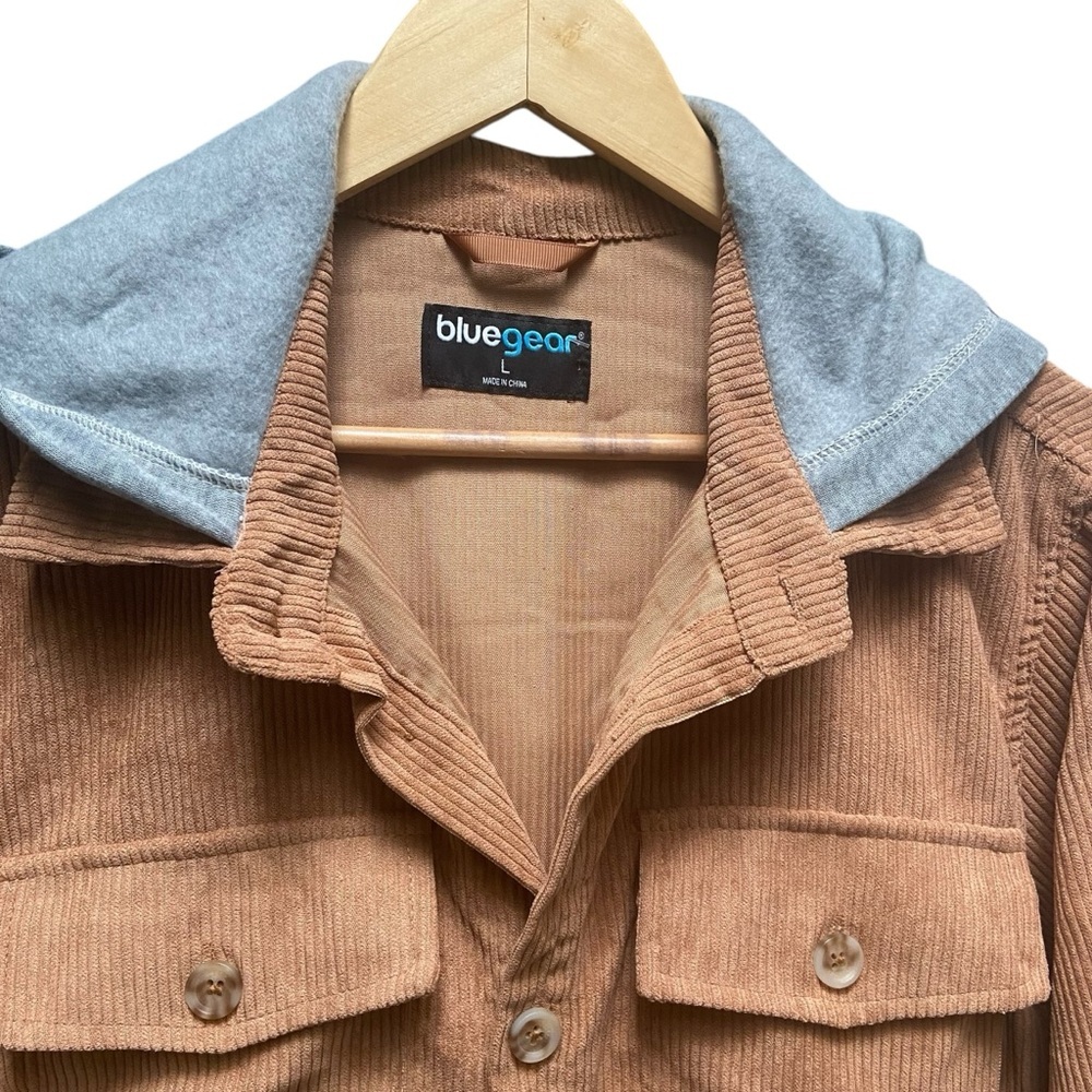 Men’s BluGear Hooded Lightweight Corduroy Camel Shacket - Picture 4 of 9